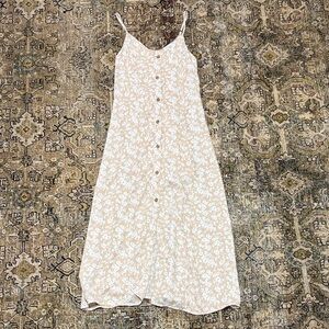 Sienna Sky Beige Floral Midi Dress with White Daisy Print